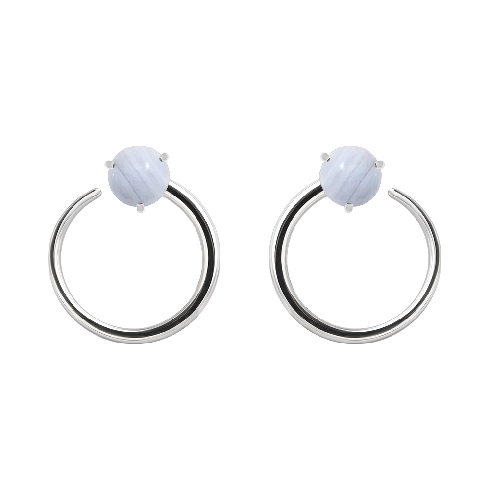 Серьги 'Мертензия XL' с голубым агатом