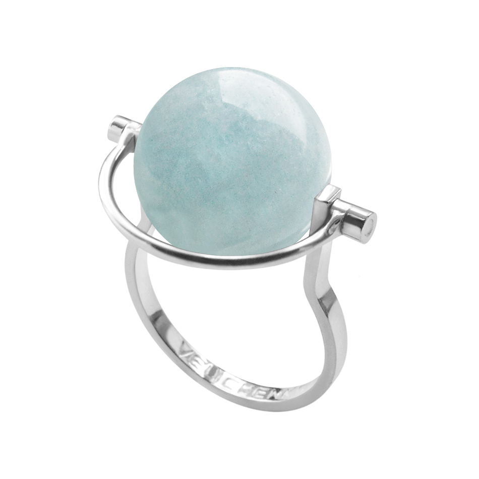 Кольцо "Сатурн" с аквамарином