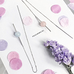 Серьги 'Монополь' с матовым розовым кварцем
